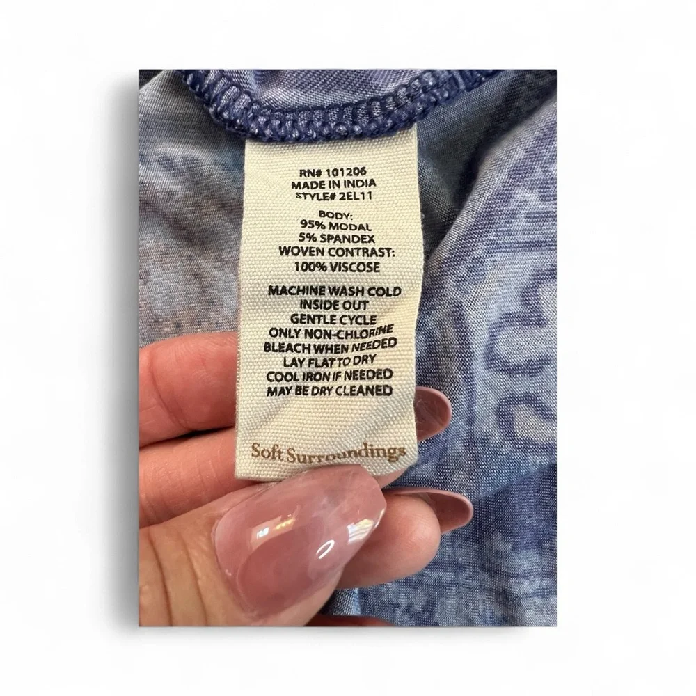 🆕 💙🌸 NWOT SOFT SURROUNDINGS Sitarra Blue Floral Jersey Knit Maxi Dress | Sz M - Picture 11 of 11